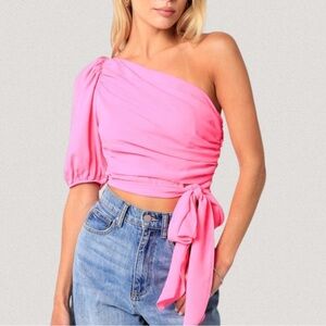 Vibrant Pink One-Shoulder Blouse